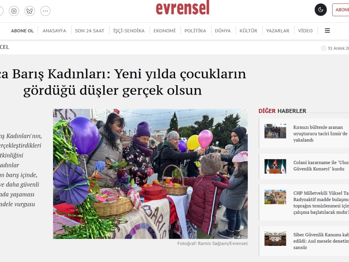 FOÇA BARIŞ KADINLARI: YENİ YILDA ÇOCUKLARIN GÖRDÜĞÜ DÜŞLER GERÇEK OLSUN